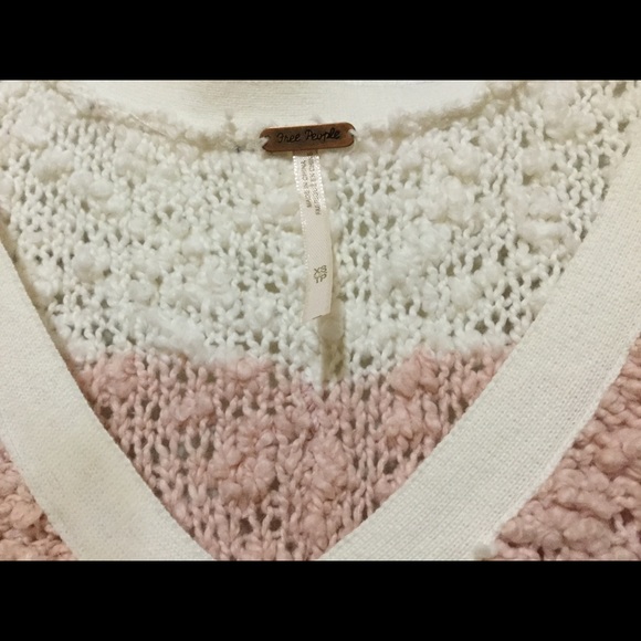 Free People Songbird White/White Stripe Boucle Knit Sweater - Picture 9 of 11